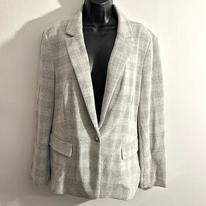 Loft XL black & white tweed style cotton blend blazer w stretch